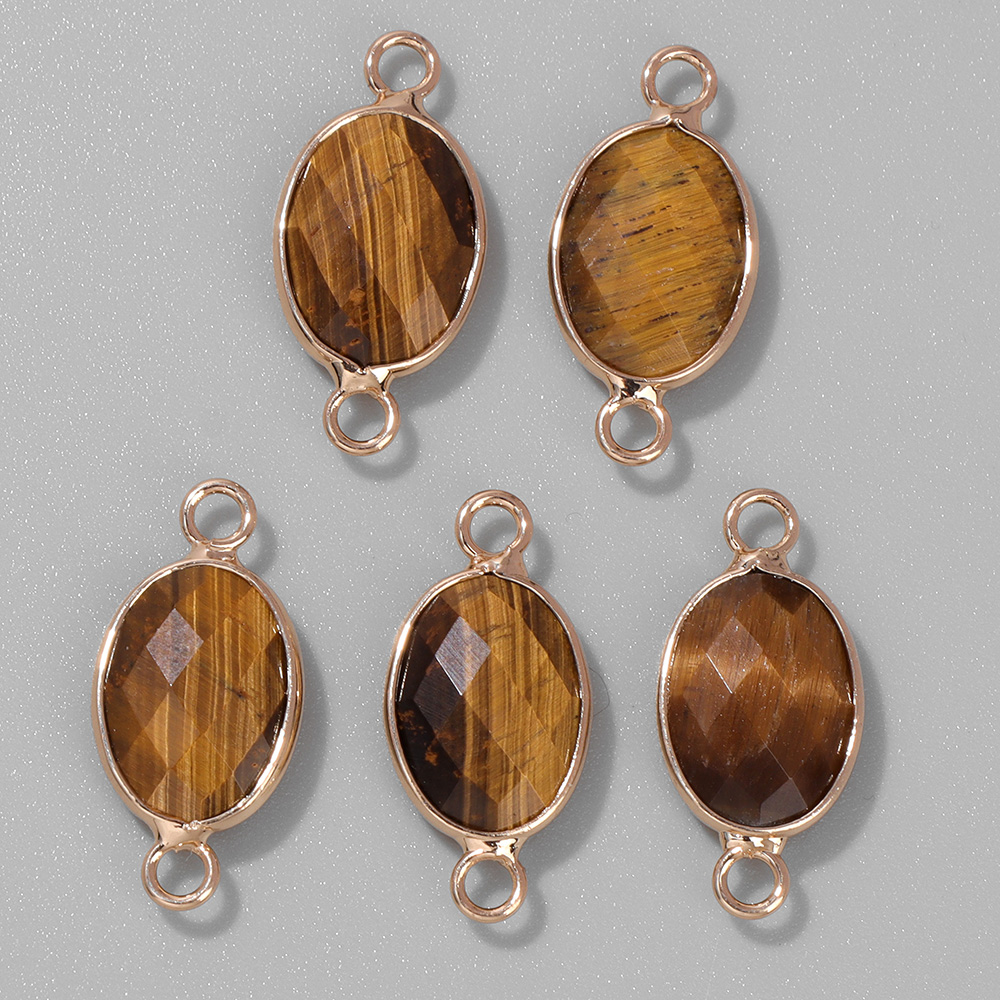 Vintage Fashion Online - 3 Stück facettierte Naturstein Anhänger Tigerauge