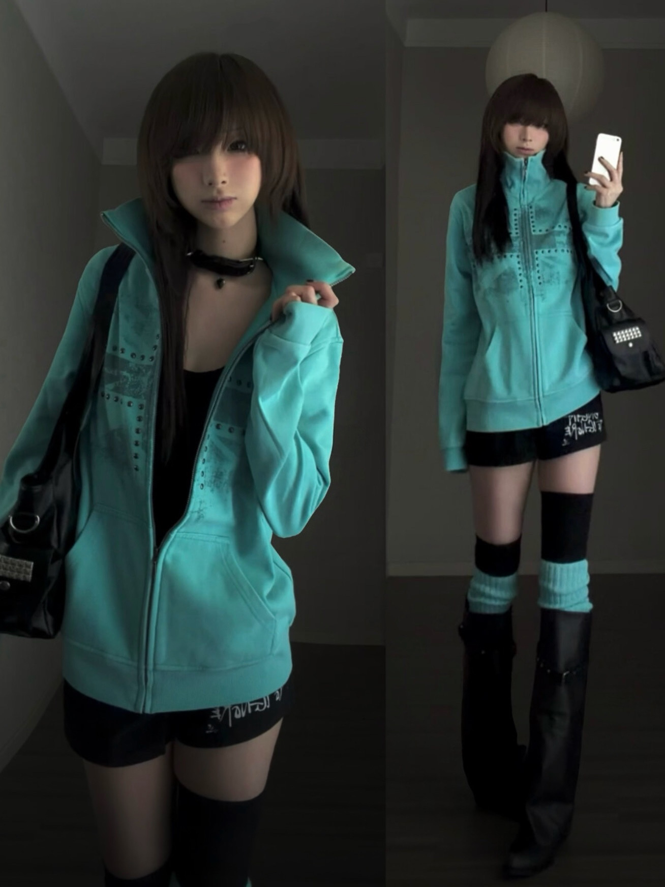 Mintgrüner, bedruckter Hoodie  – Vintage Windbreaker Nylon Bewertung und Preis